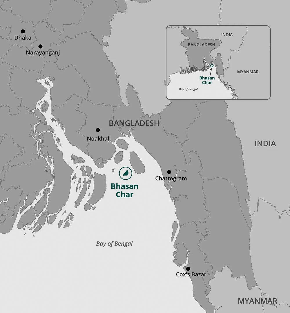 Bhasan Char is isolated and separated from the mainland.