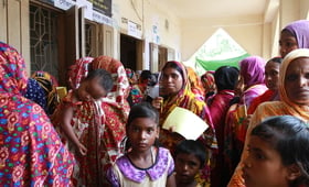 Pregnant mothers and  adolescents came together to receive sexual and reproductive health services on the 1st day of Free Medical Camp at Kurigram