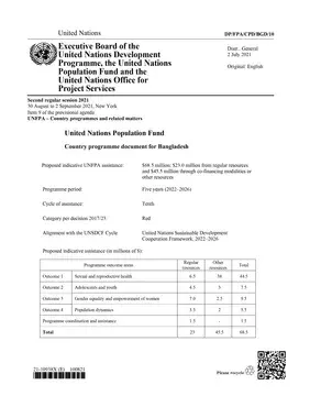 10th Country Programme Document of UNFPA Bangladesh