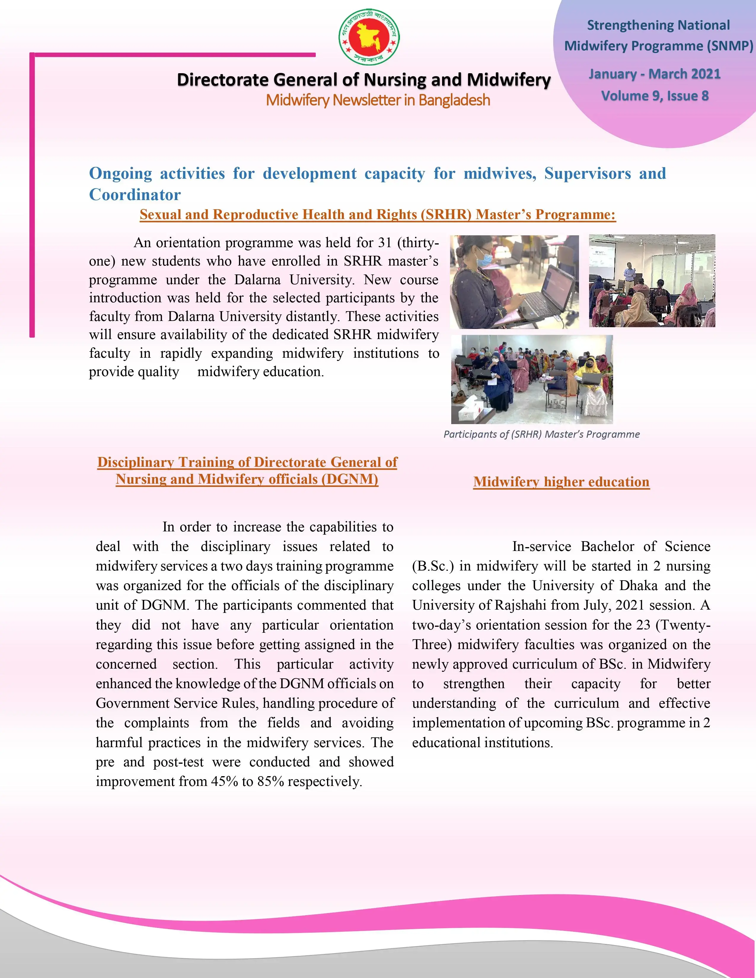 Midwifery Newsletter in Bangladesh (January-March 2021)