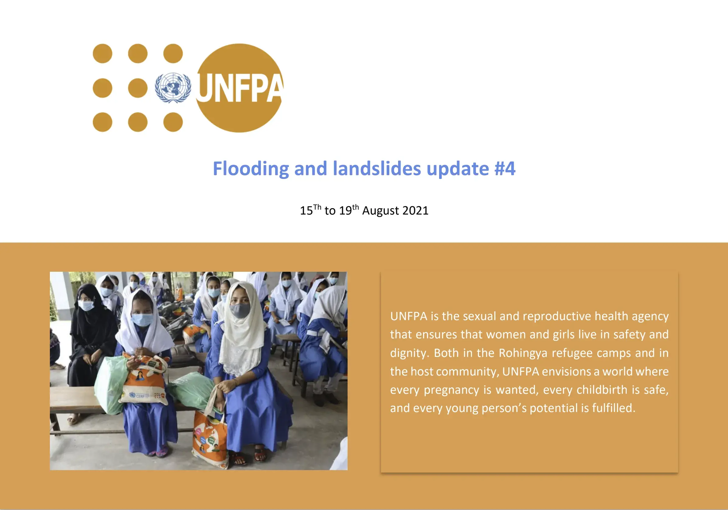 4th update on floods and landslides in the Rohingya camps in Cox's Bazar