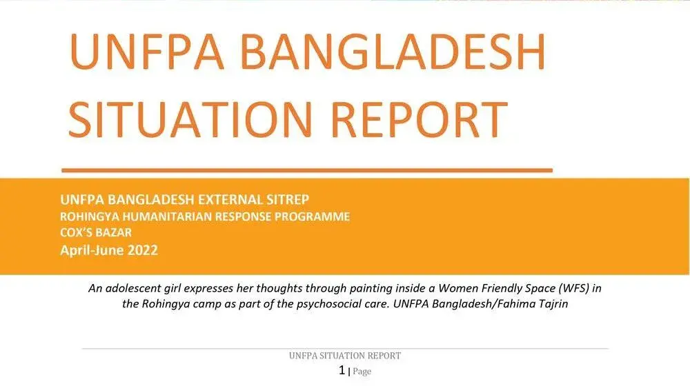 Situation Report- Humanitarian Response, Cox's Bazar (Apr-Jun 2021)