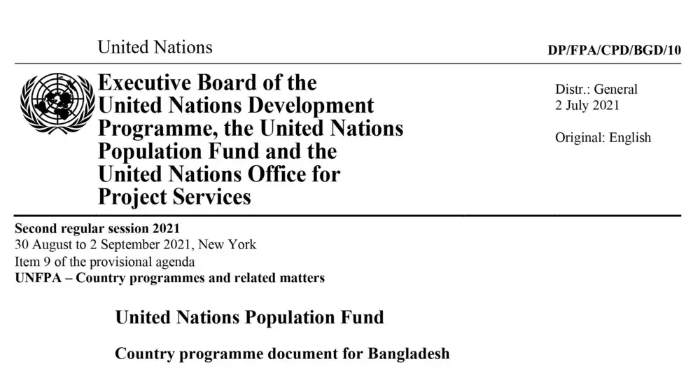 10th Country Programme Document of UNFPA Bangladesh