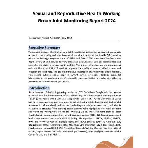 Sexual and Reproductive Health Working Group Joint Monitoring Report 2024